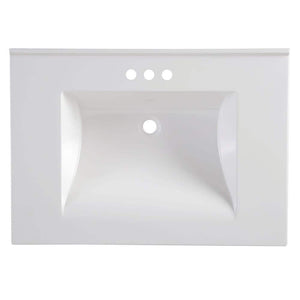 31 in. W x 22 in. D Cultured Marble Vanity Top in White with White Rectangular Single Sink - Stu's Home Improvement Outlet