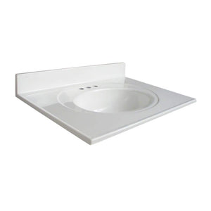 Glacier Bay 31 in. W x 22 in. D Cultured Marble White Round Single Sink Vanity Top in White - Stu's Home Improvement Outlet
