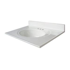 Glacier Bay 31 in. W x 22 in. D Cultured Marble White Round Single Sink Vanity Top in White - Stu's Home Improvement Outlet