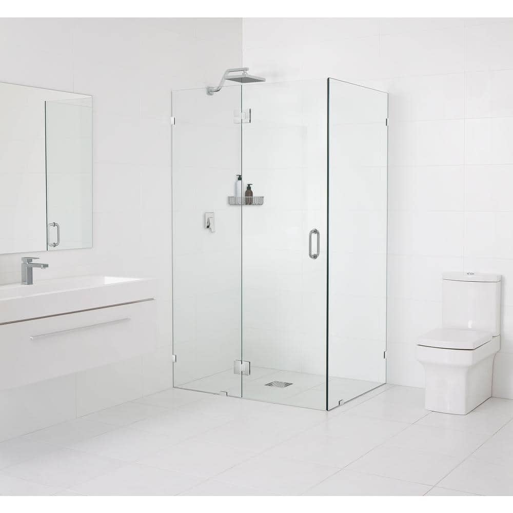36 in. W x 36 in. D x 78 in. H Pivot Frameless Corner Shower Enclosure in Polished Chrome Finish with Clear Glass - Stu's Home Improvement Outlet