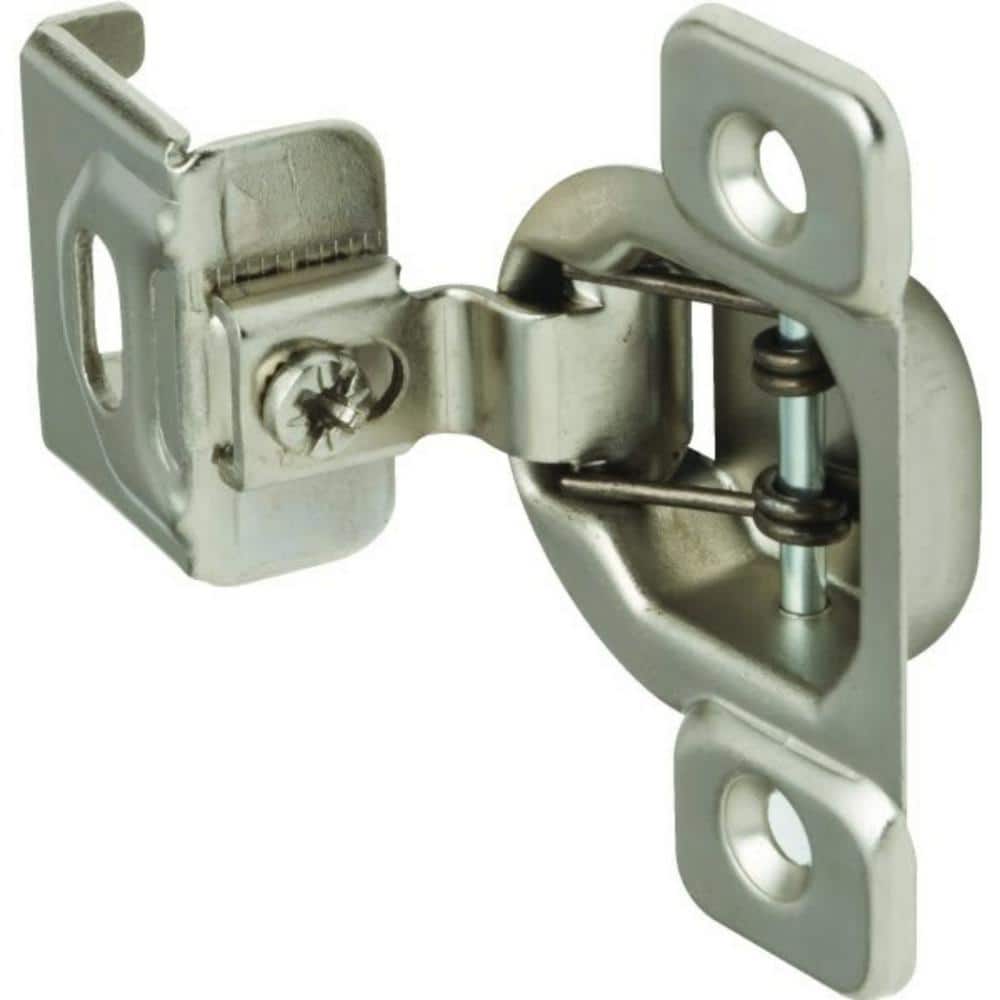 1-1/4 in. Partial Overlay Self-Closing Concealed No Radius Cabinet Hinge in Satin Nickel