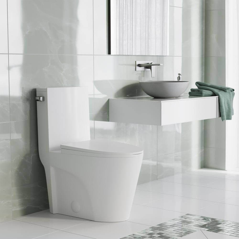 St. Tropez 1 - Piece 1.28 GPF Single Flush Elongated Toilet in White Seat Included - Stu's Home Improvement Outlet