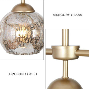 3 - Light Modern Gold Kitchen Island Chandelier Lighting, Transitional Linear Pendant Hanging Light with Mercury Glass - Stu's Home Improvement Outlet