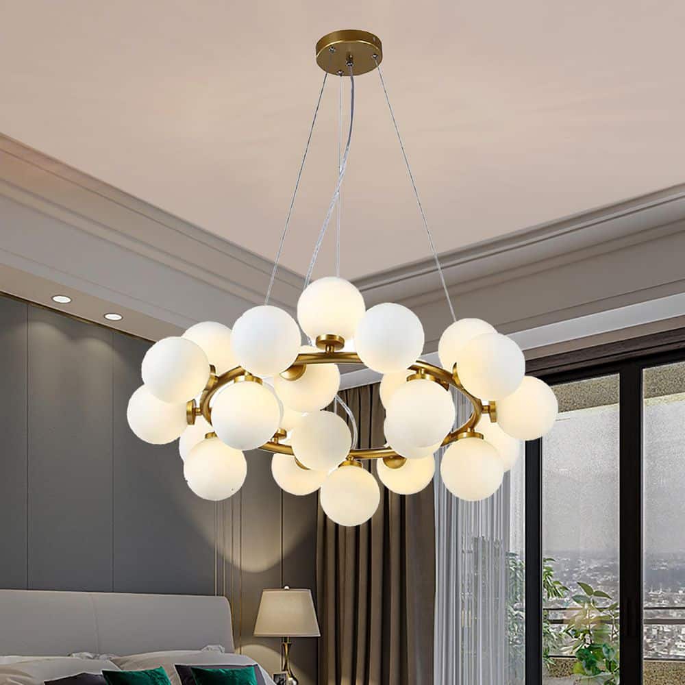 25 - Light Gold Modern Creative Bubble Glass Ball Chandelier with Round Glass Shades - Stu's Home Improvement Outlet