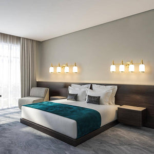 27.75 in. Gold 4 - Light Bathroom Vanity Light with Milky White Glass Shades, Dimmable, Suitable for Bathroom Living Room - Stu's Home Improvement Outlet