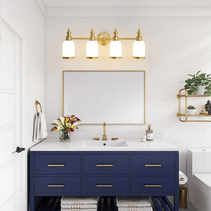 27.75 in. Gold 4 - Light Bathroom Vanity Light with Milky White Glass Shades, Dimmable, Suitable for Bathroom Living Room - Stu's Home Improvement Outlet