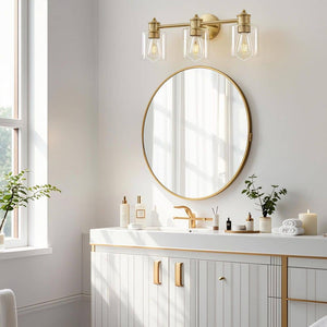 Modern 22.44 in. 3 - Light Gold Vanity Light with Clear Glass Shade Dimmable Bathroom Vanity Light - Stu's Home Improvement Outlet