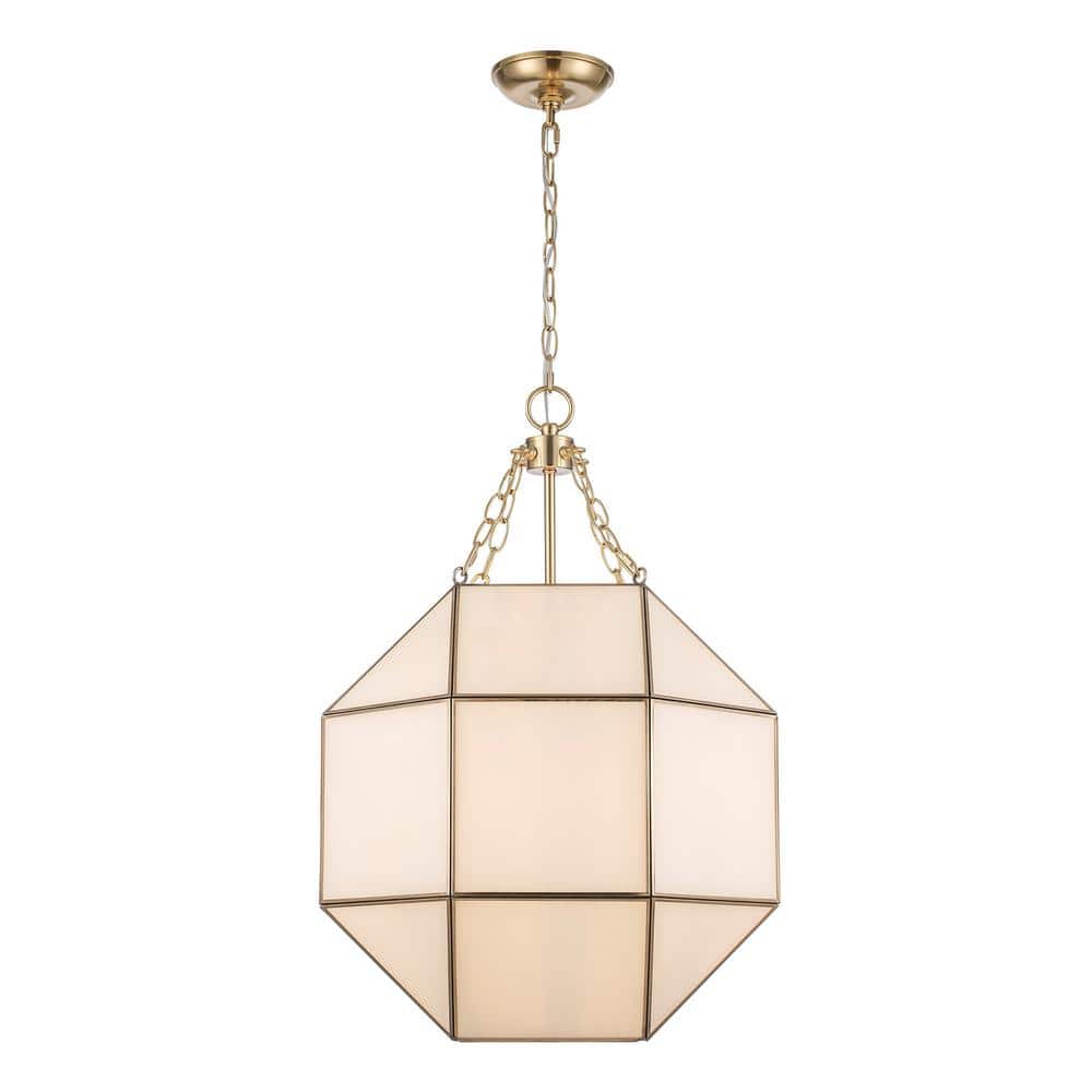 Ellis 18.5 in. 3 - Light Gold Pendant Light Fixture with Satin White Glass Panels - Stu's Home Improvement Outlet