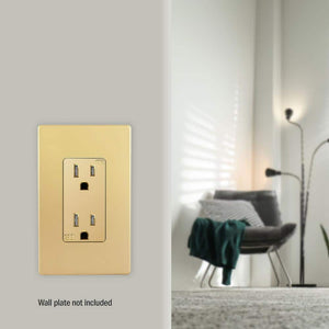 15 Amp Decorator Duplex Outlet Receptacle, Tamper Resistant, Gold (20 - Pack) - Stu's Home Improvement Outlet