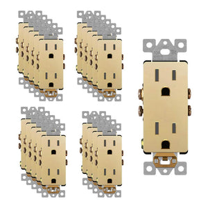 15 Amp Decorator Duplex Outlet Receptacle, Tamper Resistant, Gold (20 - Pack) - Stu's Home Improvement Outlet