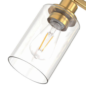 32 in. 4 - Light Gold Industrial Bathroom Vanity Light with Clear Glass Shades, Wall Mount Over Mirror Light Fixture - Stu's Home Improvement Outlet