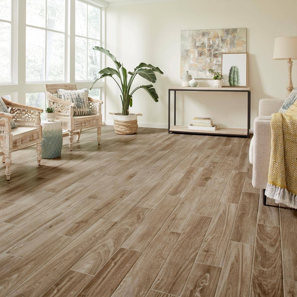 Trace Meadow 6 in. x 36 in. Golden Brown Glazed Porcelain Floor and Wall Tile (14.5 sq. ft./Case) - Stu's Home Improvement Outlet