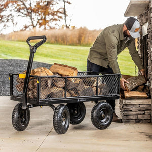 1,200 lb. Heavy - Duty Steel Utility Garden Cart, 6 cu. ft. Capacity, 13 in. Pneumatic Wheels, 2 - in - 1 Pull or Tow Handle - Stu's Home Improvement Outlet