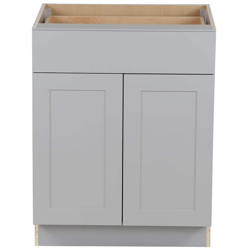 Cambridge Gray Shaker Assembled Base Cabinet with Soft Close Full Extension Drawer (27 in. W x 24.5 in. D x 34.5 in. H)