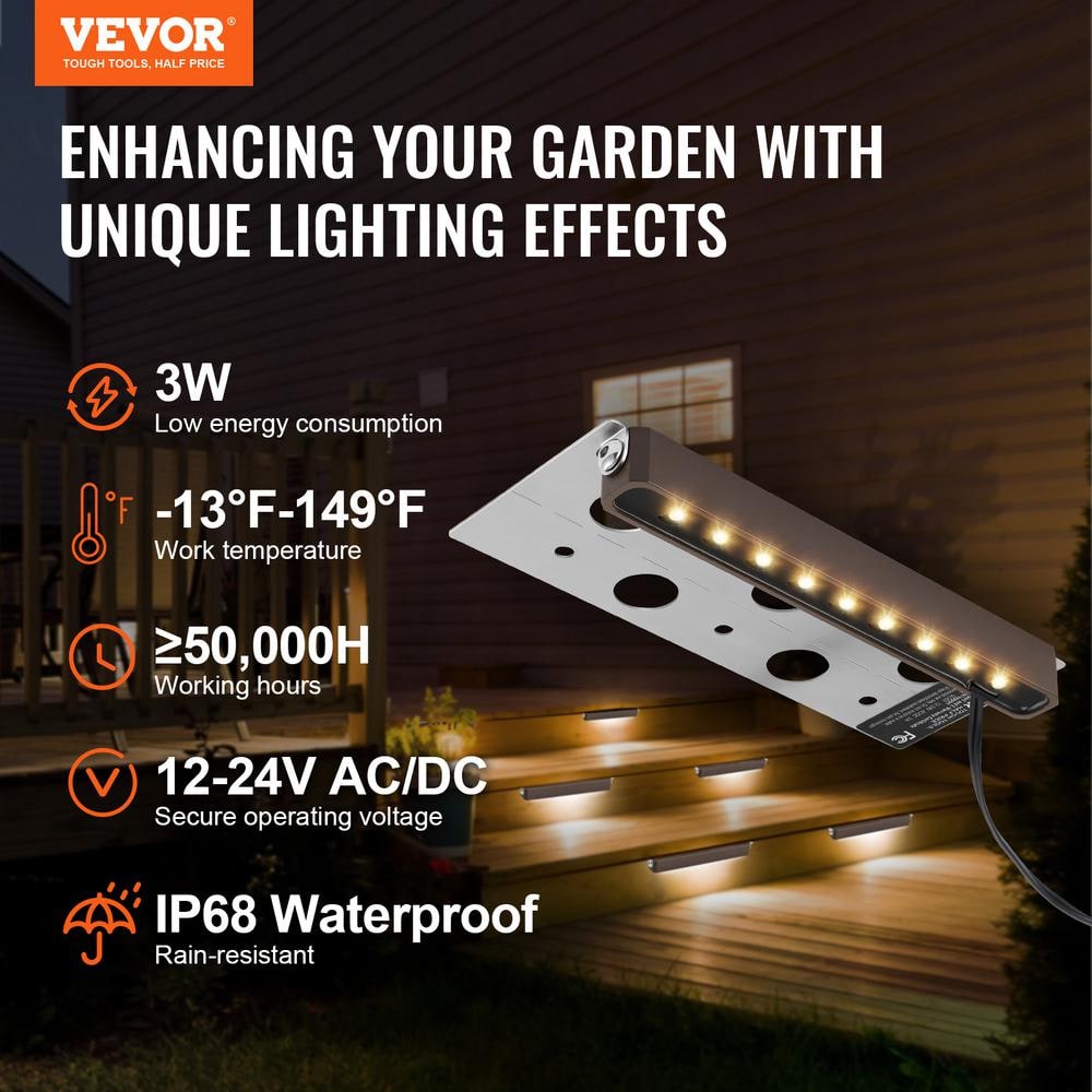 8PCS LED Hardscape Step Lighting 6.8 in. Wall Lights 3W 12V-24V AC/DC Paver Light IP66 3000K Swivel with Connectors