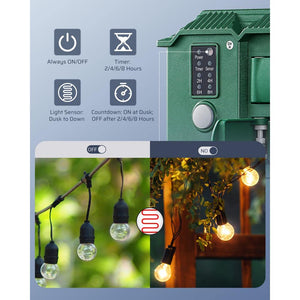 Outdoor Power Stake Timer Waterproof, 100 ft. Wireless Remote Control, 6 Grounded Outlets, 6 ft. Extension Cord - Stu's Home Improvement Outlet