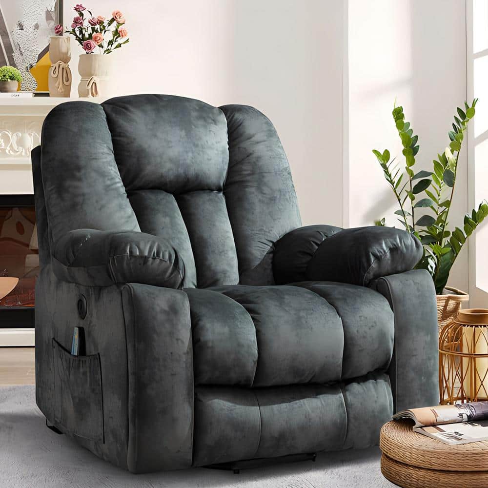 40.6" W Grey Oversize Power Lift Recliner Chair with Massage and Heating - Stu's Home Improvement Outlet