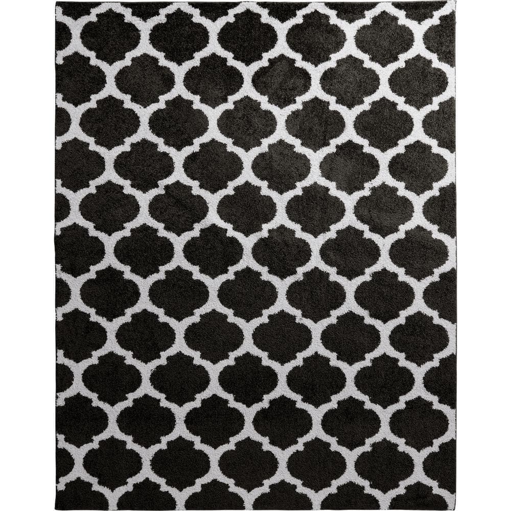 Seyward 8 ft. x 10 ft. Grey Trellis Shag Area Rug