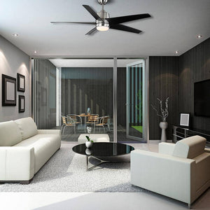 Mena 54 in. White Color Changing Integrated LED Indoor/Outdoor Brushed Nickel Ceiling Fan with Light Kit and Remote - Stu's Home Improvement Outlet