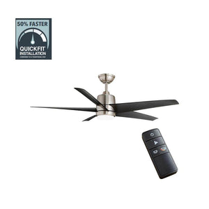 Mena 54 in. White Color Changing Integrated LED Indoor/Outdoor Brushed Nickel Ceiling Fan with Light Kit and Remote - Stu's Home Improvement Outlet
