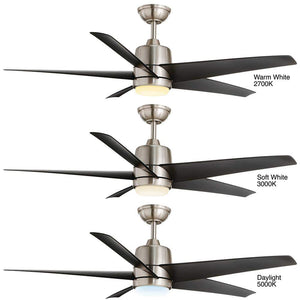 Mena 54 in. White Color Changing Integrated LED Indoor/Outdoor Brushed Nickel Ceiling Fan with Light Kit and Remote - Stu's Home Improvement Outlet