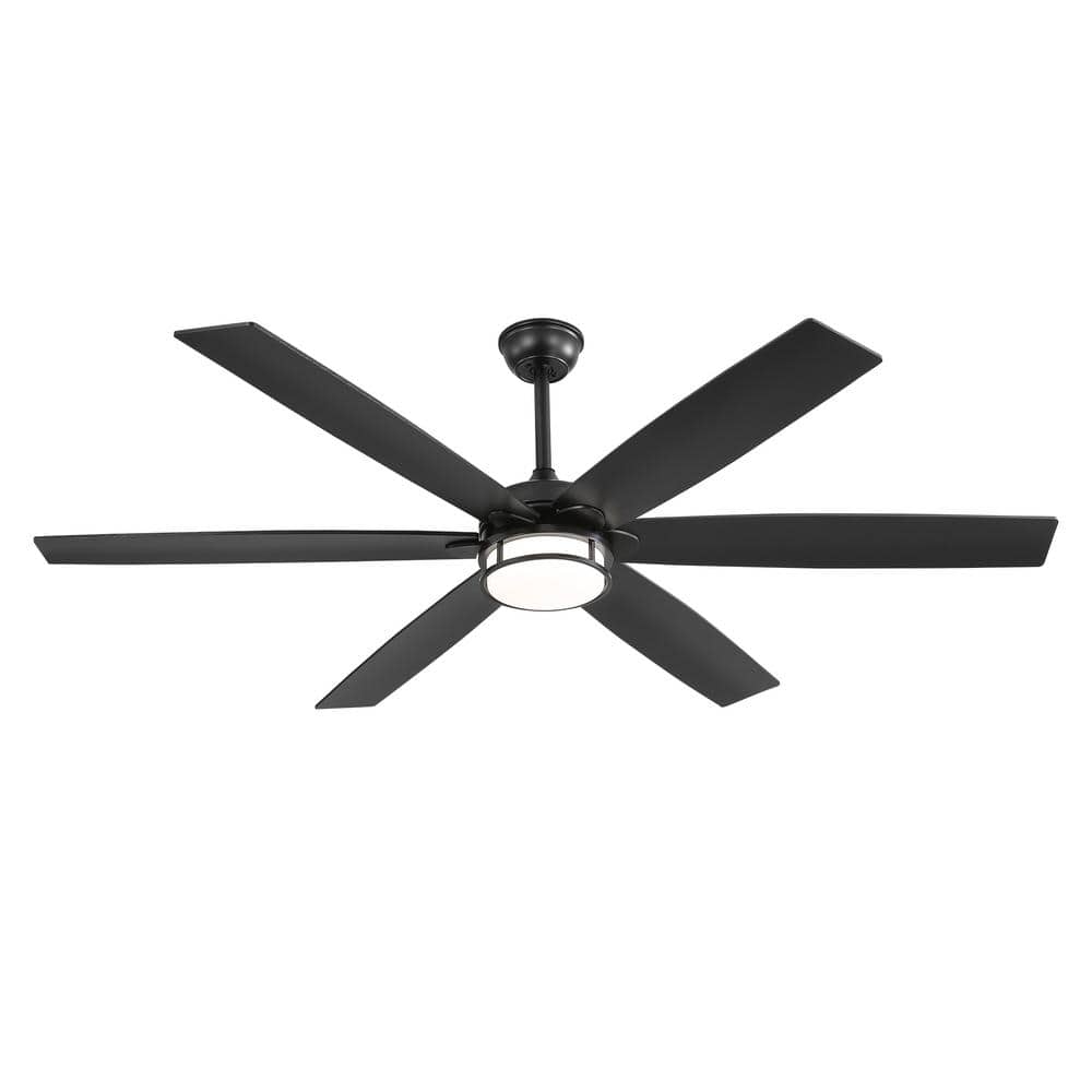 65 in. Indoor Black Downrod/Angled Mount 6 - Speed Ceiling Fan with 3 - Color Light Kit, Dual - Finish Blades, Remote Control - Stu's Home Improvement Outlet