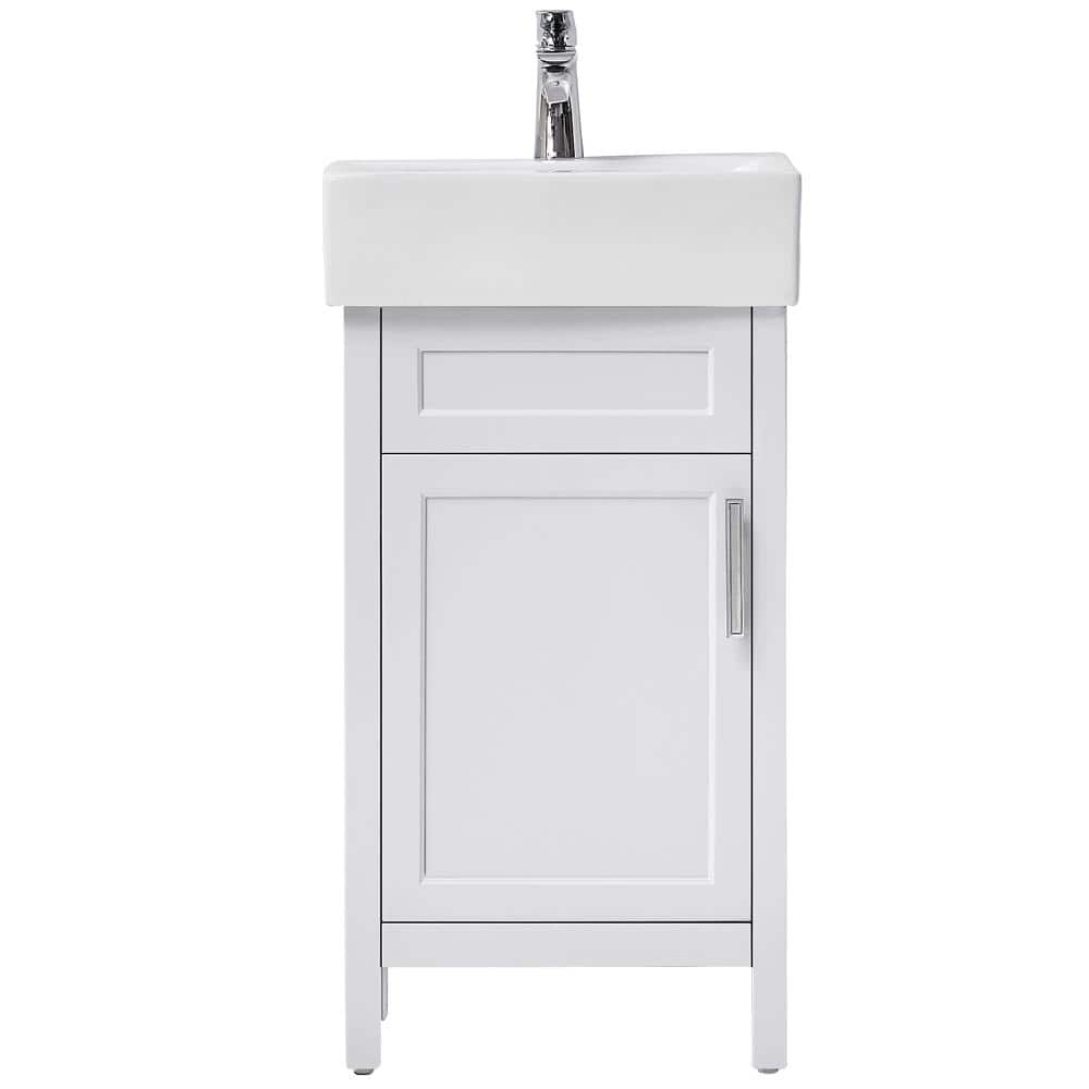 Arvesen 18 in. W x 12 in. D Vanity in White with Ceramic Vanity Top in White with White Sink