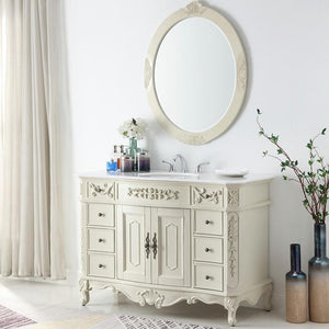 Home Decorators Collection Winslow 48 in. W x 22 in. D x 35 in. H Single Sink Freestanding Bath Vanity in Antique White with White Marble Top - Stu's Home Improvement Outlet