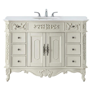 Home Decorators Collection Winslow 48 in. W x 22 in. D x 35 in. H Single Sink Freestanding Bath Vanity in Antique White with White Marble Top - Stu's Home Improvement Outlet
