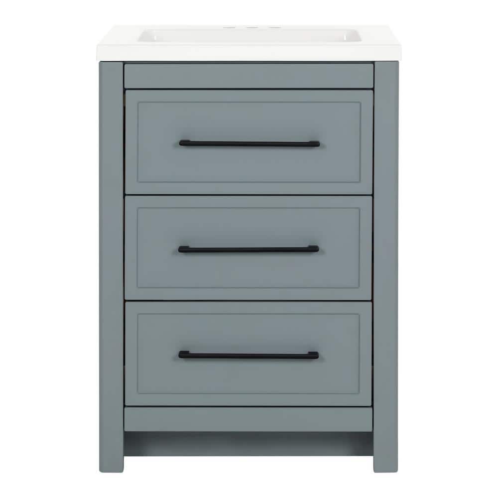 Hailey 25 in. Single Sink Laguna Blue Bath Vanity with White Cultured Marble Top (Assembled)