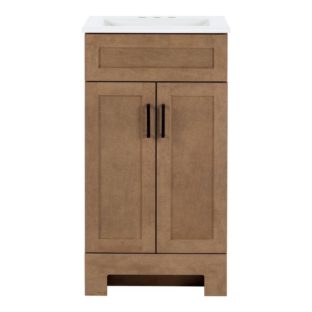 Lyton 19 in. Single Sink Sand Bath Vanity with White Cultured Marble Top (Assembled)