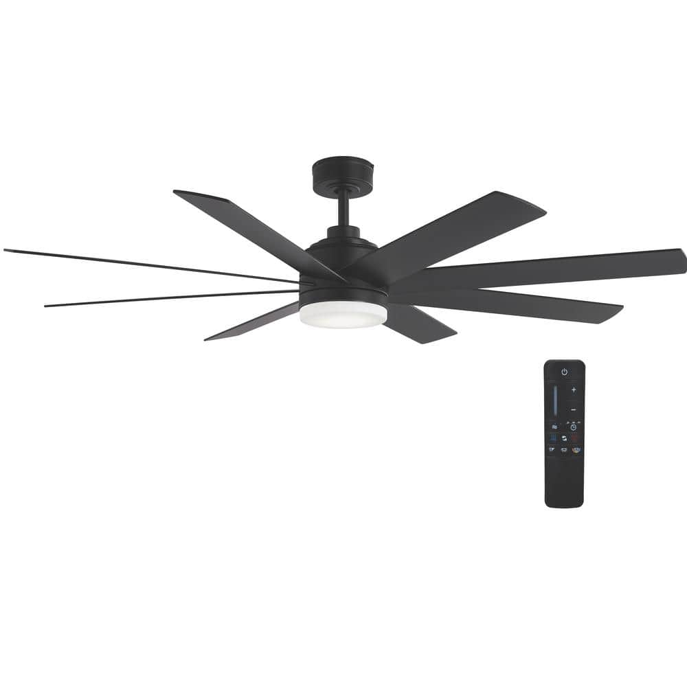 Celene II 62 in. Indoor/Outdoor Matte Black DC Motor Ceiling Fan with Adjustable White Integrated LED w/ Remote Included - Stu's Home Improvement Outlet