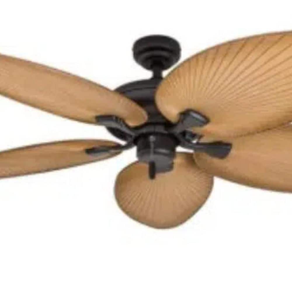 50 in. Indoor/Outdoor Brown Retro 5-Palm Leaf Shaped Blades Tropical Ceiling Fan without Light