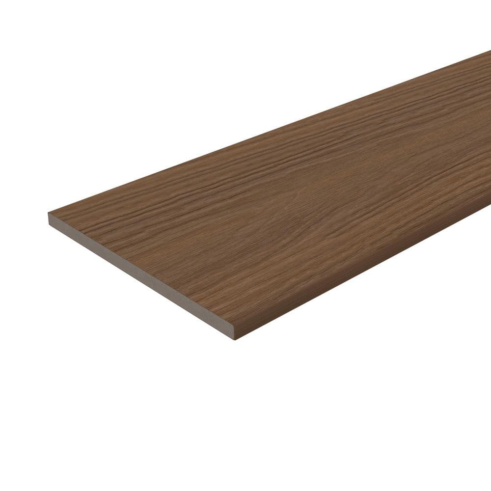 Fascia 0.6 in. x 11.22 in. x 6 ft. Rustic and Wood Grain Leather Brown Composite Decking Board