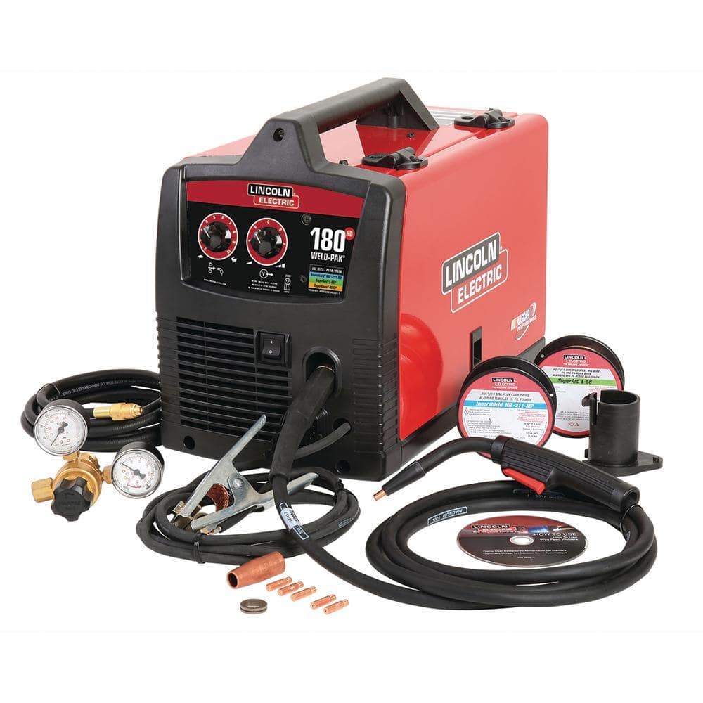 180 Amp Weld-Pak 180 HD MIG Wire Feed Welder with Magnum 100L Gun, Gas Regulator, MIG and Flux-Cored Wire, 230V
