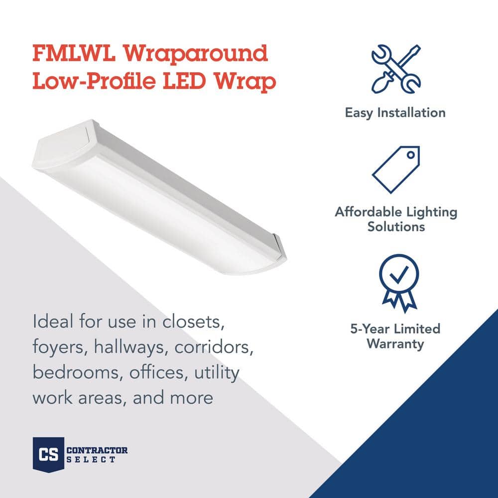 Contractor 4 ft. 40 - Watt 2900 Lumens 4000K Integrated White LED Wrap Light Fixture - Stu's Home Improvement Outlet