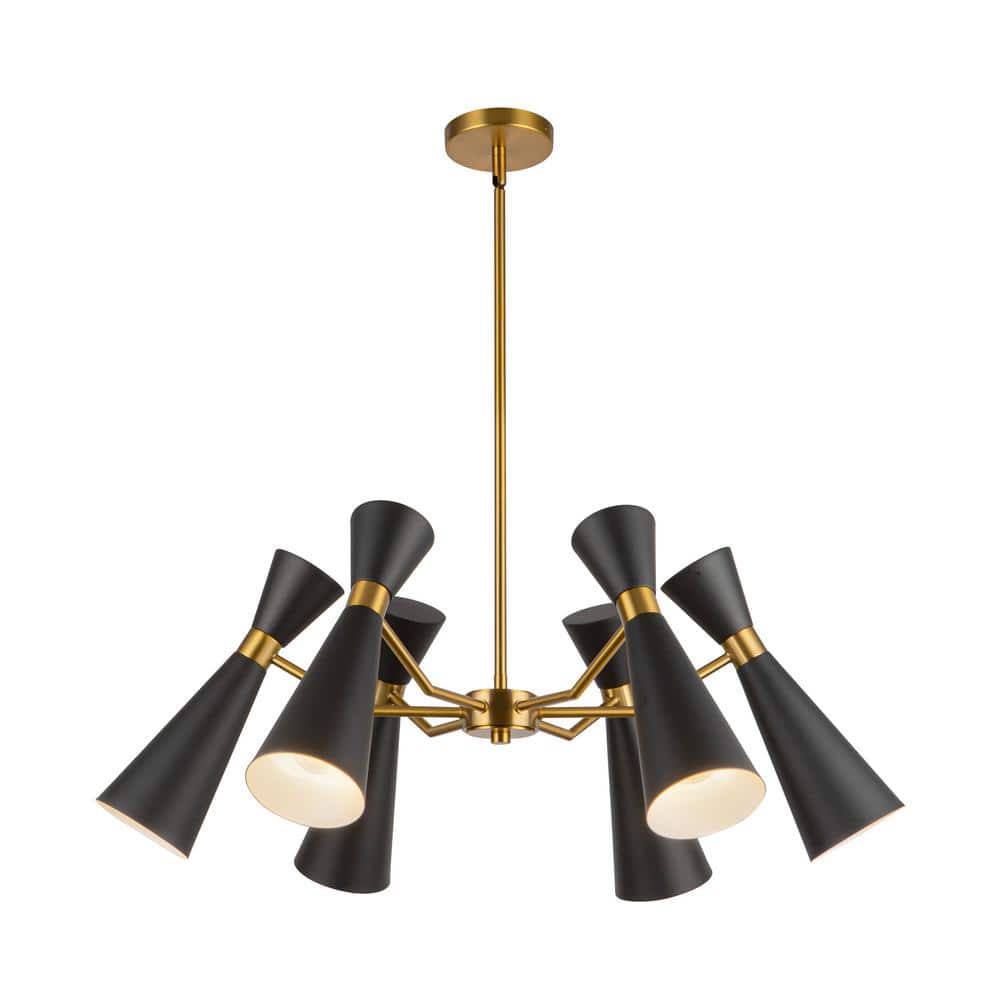 Blake 24 in. 4 Light 60-Watt Matte Black/Aged Gold Chandelier