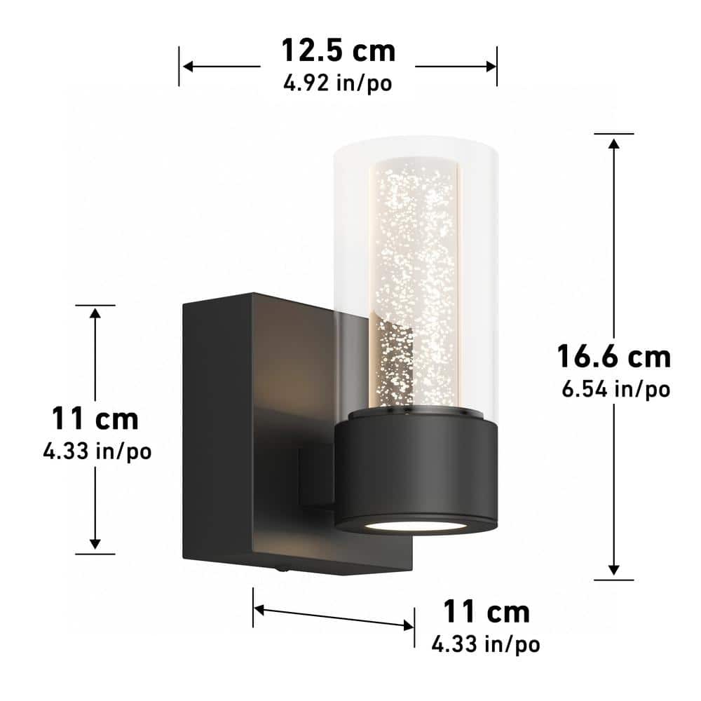 Essence 1-Light 4.92 in. Matte Black LED Vanity Wall Light