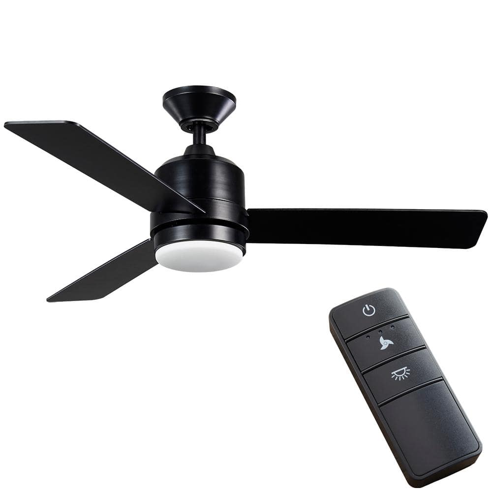 Castlegate 44 in. Indoor Integrated LED Matte Black Ceiling Fan with 3 Reversible Blades, Light Kit and Remote Control - Stu's Home Improvement Outlet