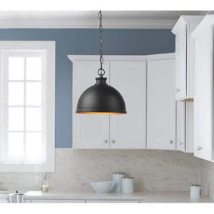 Talullah 1 - Light Matte Black Pendant Lighting with Gold Interior - Stu's Home Improvement Outlet