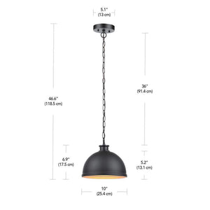 Talullah 1 - Light Matte Black Pendant Lighting with Gold Interior - Stu's Home Improvement Outlet