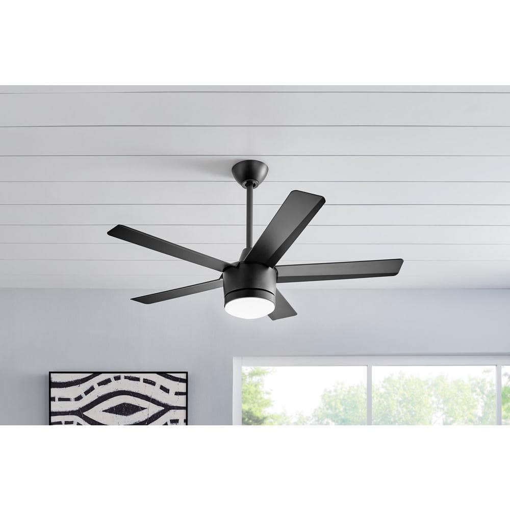 Merwry 48 in. Integrated LED Indoor Matte Black Ceiling Fan with Light Kit and Remote Control - Stu's Home Improvement Outlet