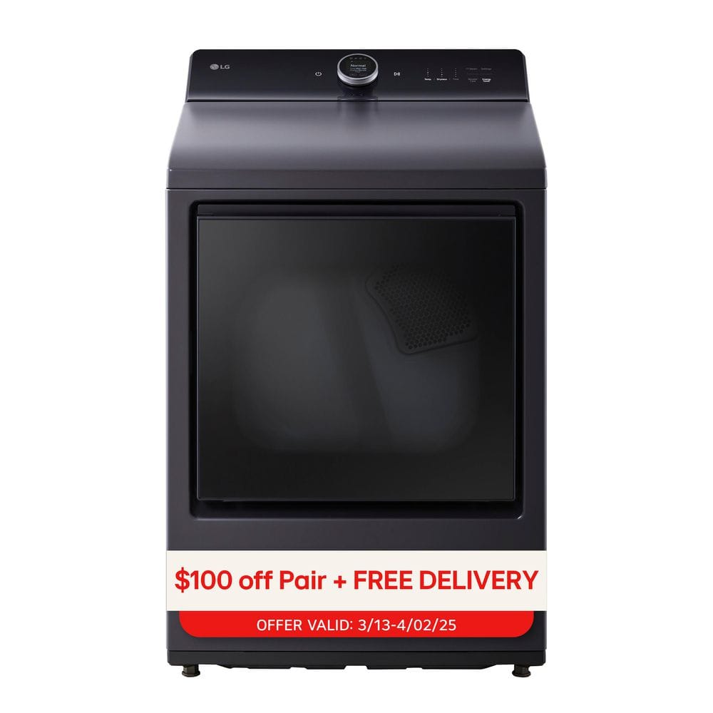 LG 7.3 cu. ft. Vented SMART Electric Dryer in Matte Black with EasyLoad Door, TurboSteam and Sensor Dry Technology