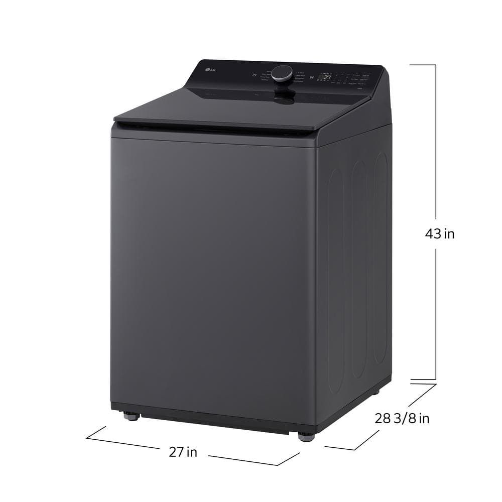 LG 5.3 cu. ft. SMART Top Load Washer in Matte Black with Agitator, Easy Unload and TurboWash3D Technology (WT8405CB) - Stu's Home Improvement Outlet