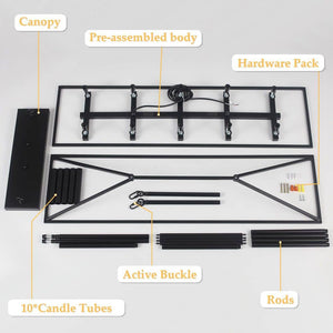 38 in. 10 - Light Black Rectangle Candle Chandelier Industrial Linear Dimmable Pendant for Dining Room, No Bulbs Included - Stu's Home Improvement Outlet