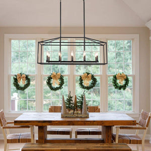 38 in. 10 - Light Black Rectangle Candle Chandelier Industrial Linear Dimmable Pendant for Dining Room, No Bulbs Included - Stu's Home Improvement Outlet