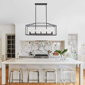 38 in. 10 - Light Black Rectangle Candle Chandelier Industrial Linear Dimmable Pendant for Dining Room, No Bulbs Included - Stu's Home Improvement Outlet