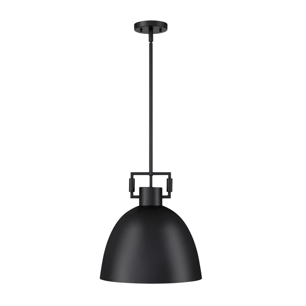 Leigh 48 in. Pendant Lighting Hanging Ceiling Light with Oversized Metal Shade and Adjustable Cord, Matte Black - Stu's Home Improvement Outlet