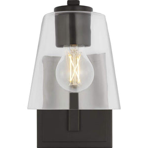 Blanid 9.5 in. 1 - Light Matte Black Contemporary Wall Sconce with Clear Glass Shade - Stu's Home Improvement Outlet