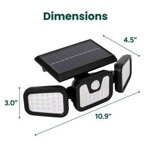 3 - Head 185 Lumen Matte Black Solar Integrated LED Outdoor Motion Sensing Dusk to Dawn Security Flood Light - Stu's Home Improvement Outlet